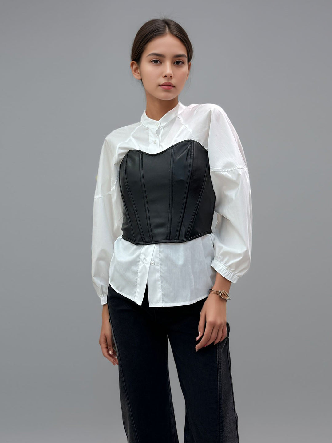 Chic Satin Pleated Button-Up Blouse
