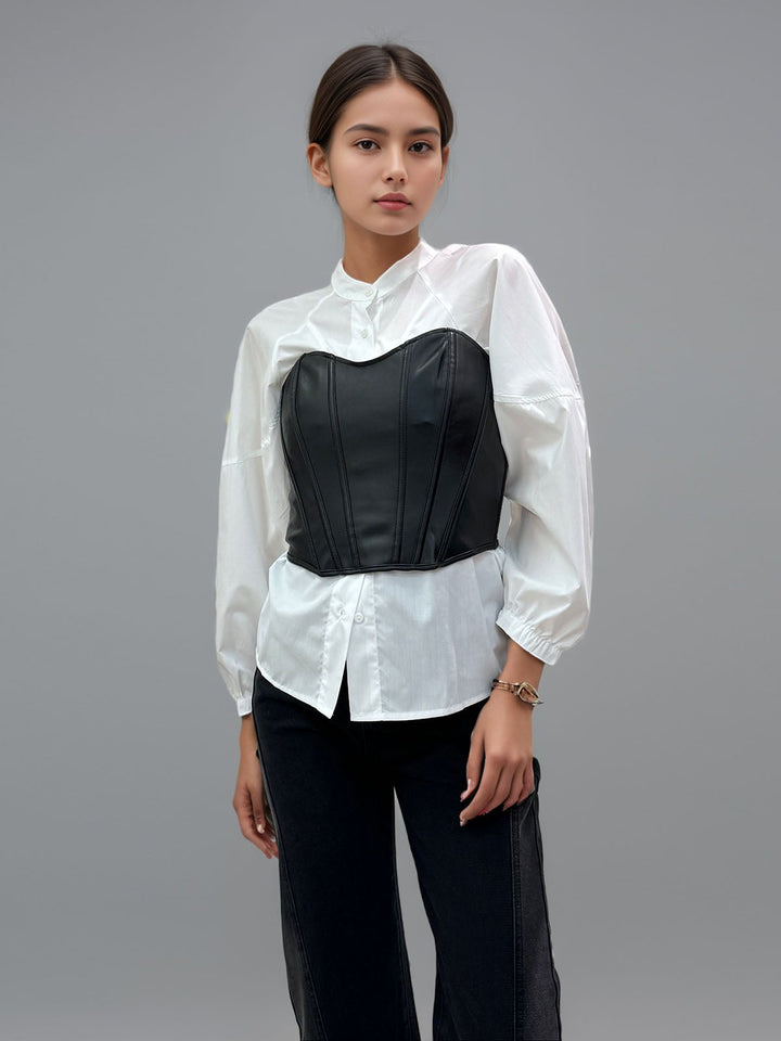 Chic Satin Pleated Button-Up Blouse