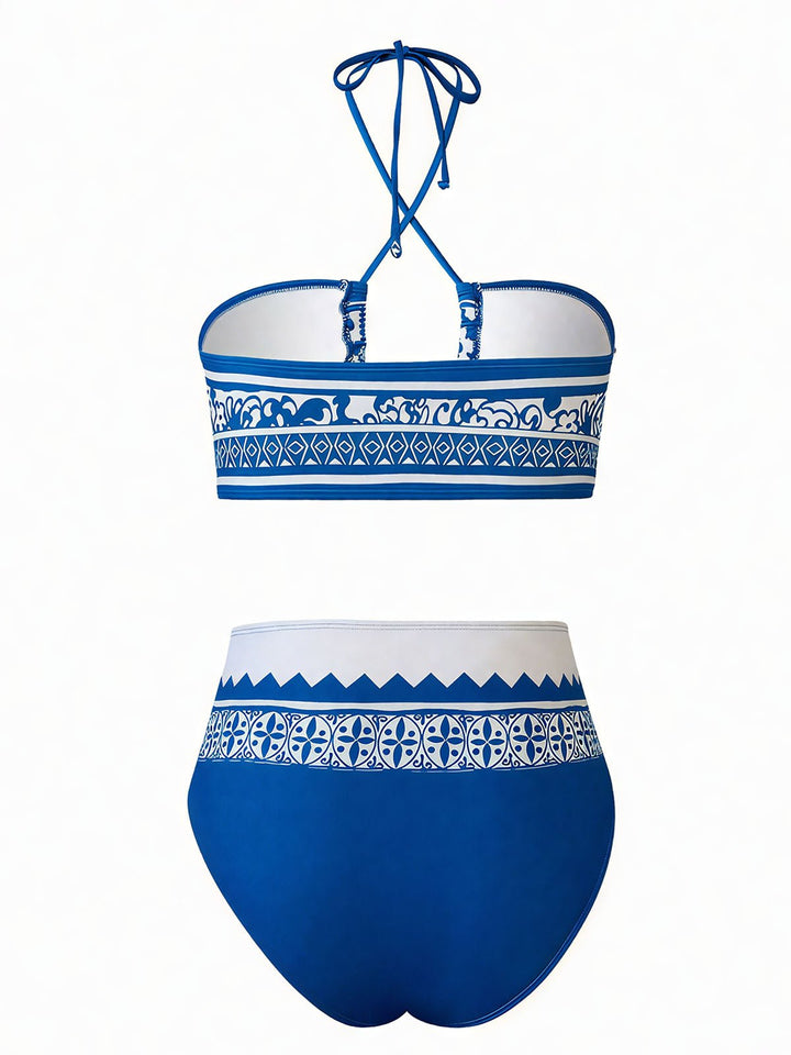 Tie-Back Bikini Set with Print Cover-Up