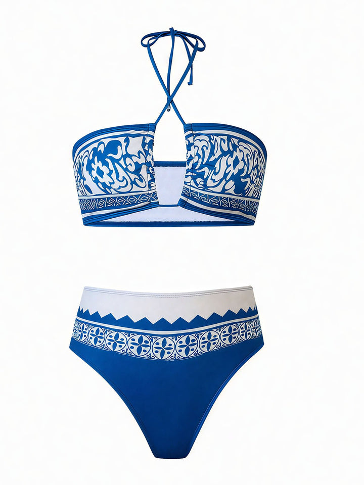 Tie-Back Bikini Set with Print Cover-Up
