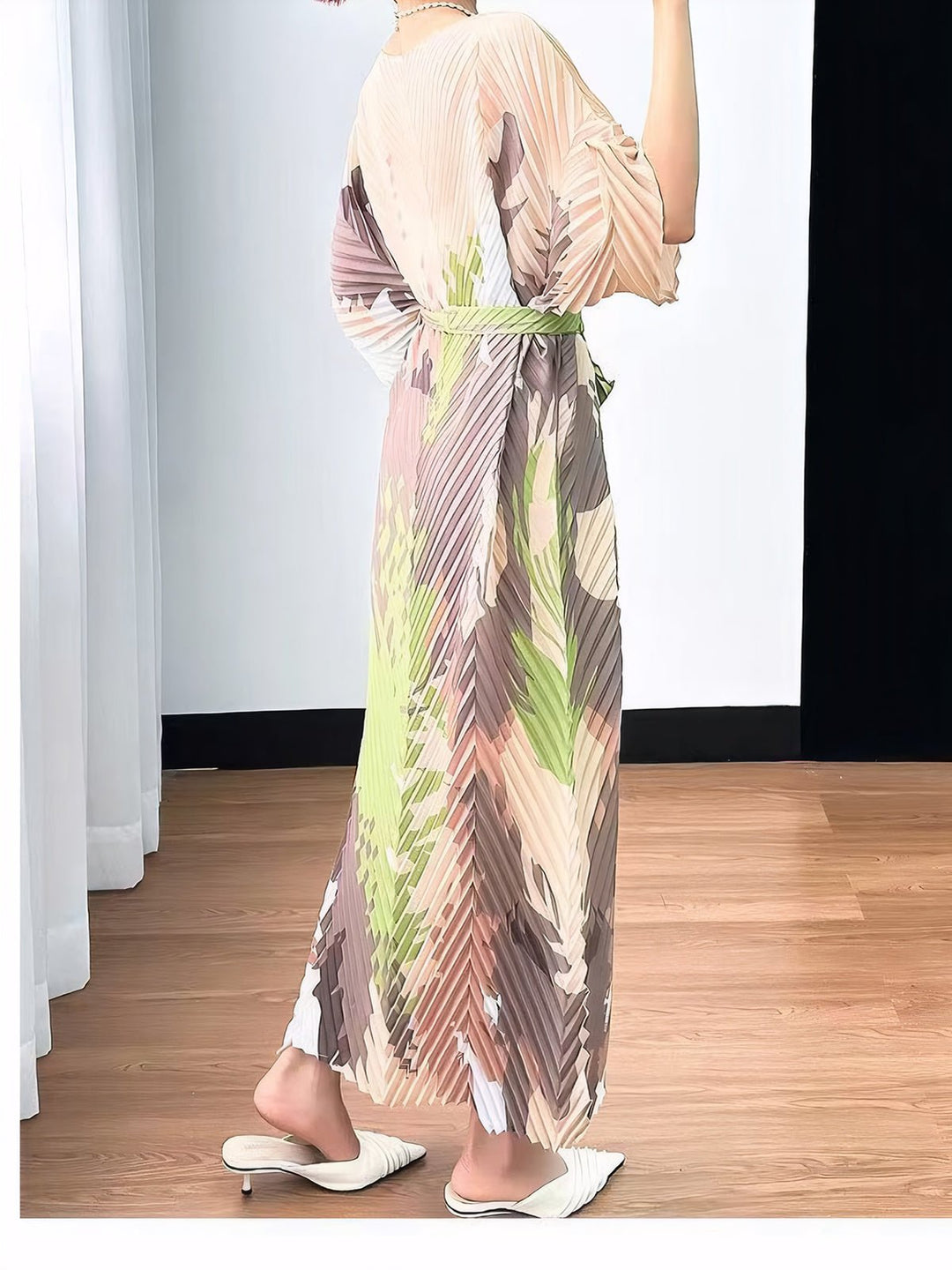 Tropical Breeze Pleated Maxi Dress