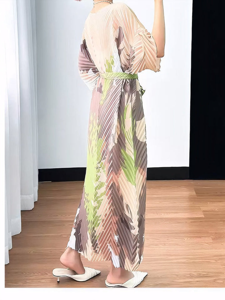 Tropical Breeze Pleated Maxi Dress