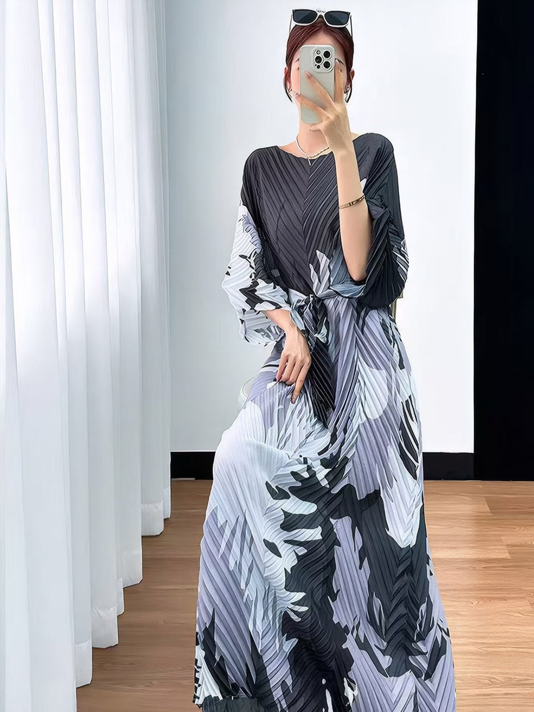 Tropical Breeze Pleated Maxi Dress