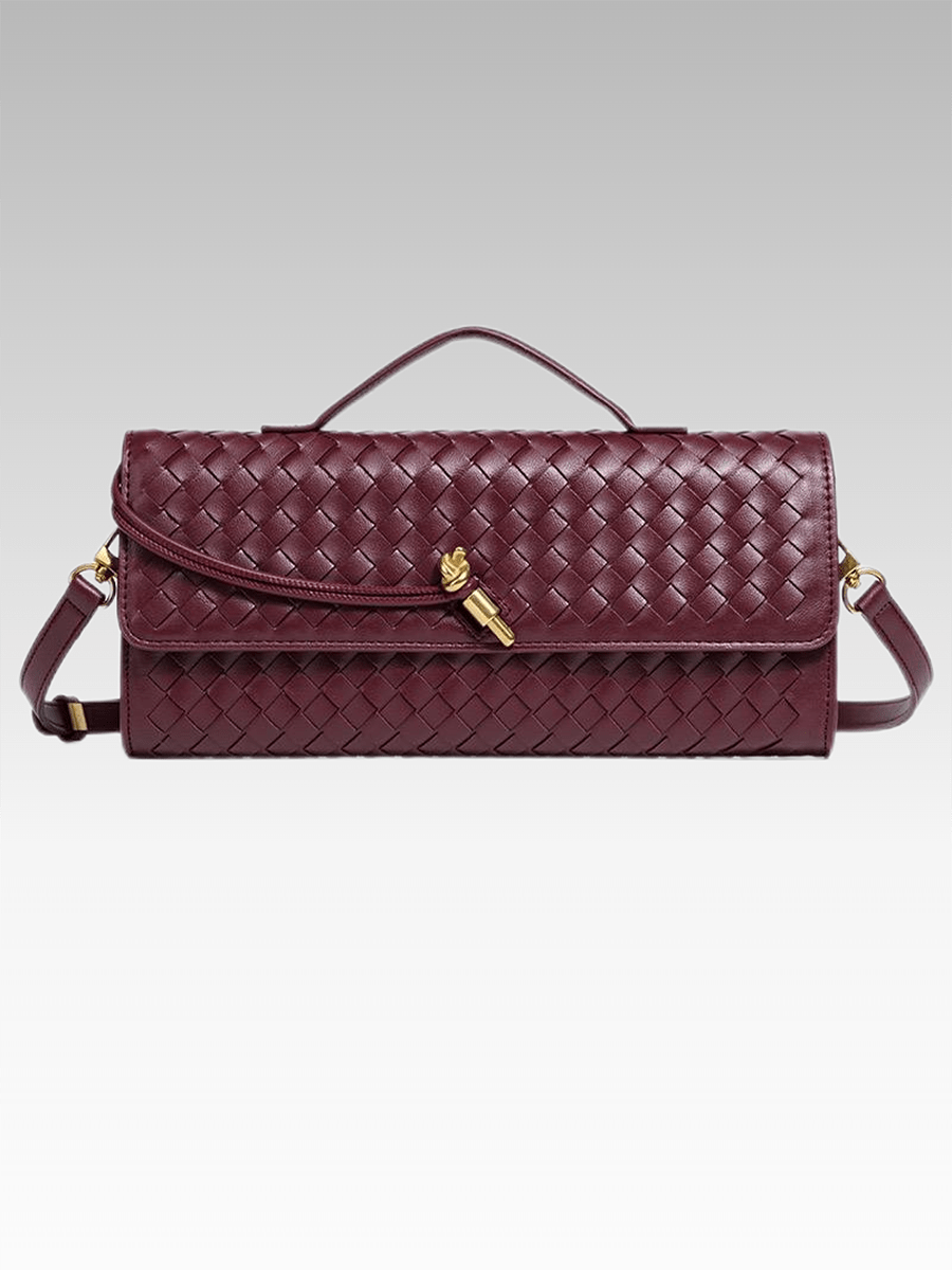Two Way Woven Flap Clutch Shoulder Bag