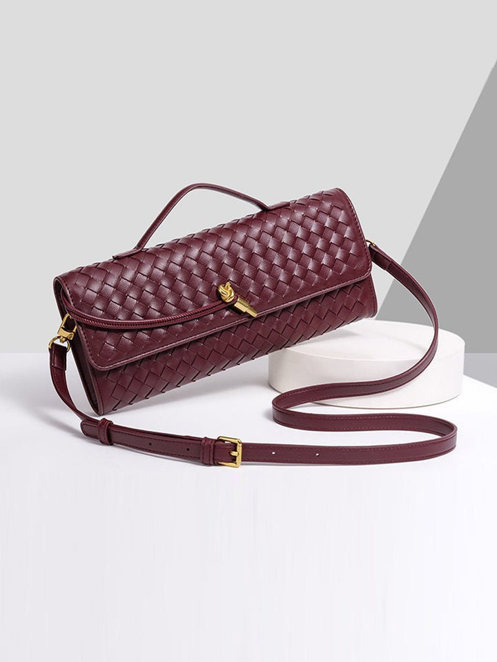Two Way Woven Flap Clutch Shoulder Bag