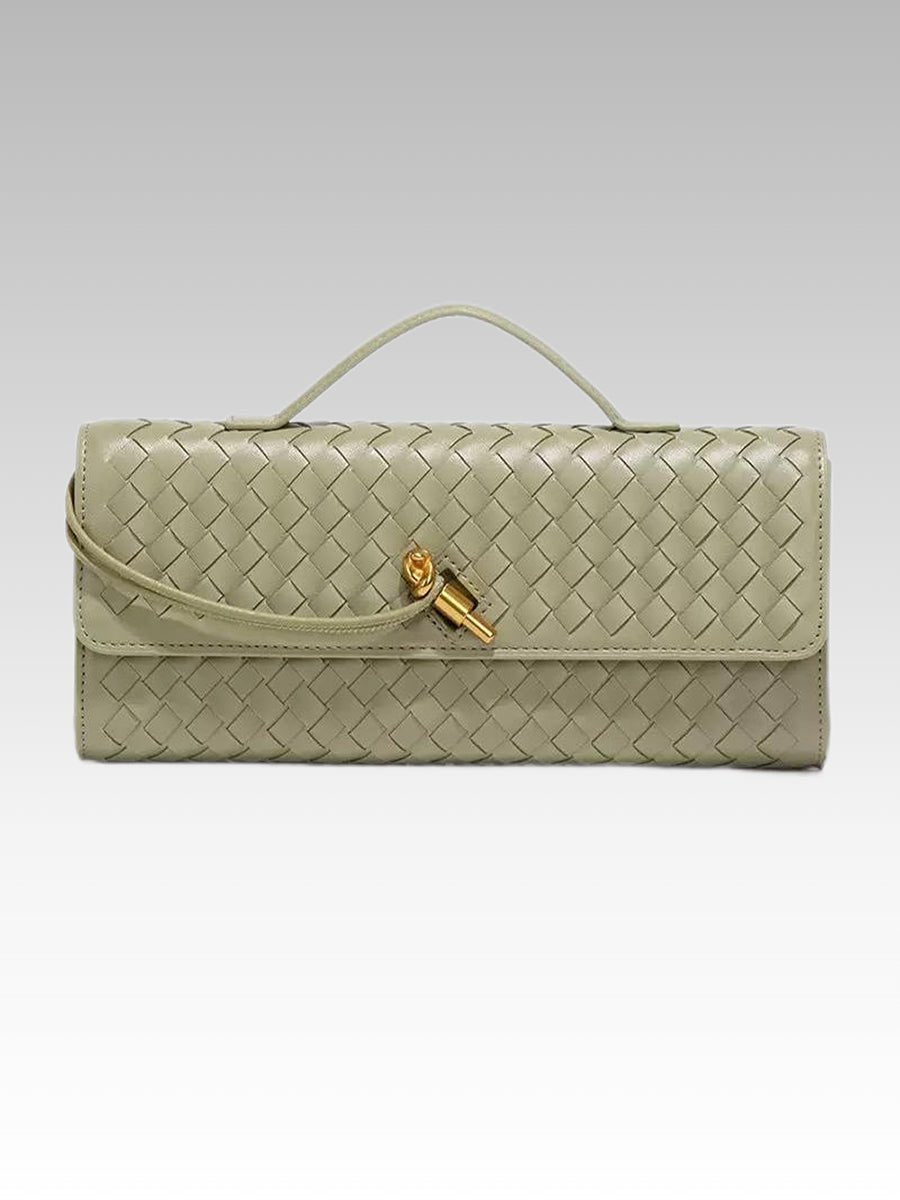 Two Way Woven Flap Clutch Shoulder Bag