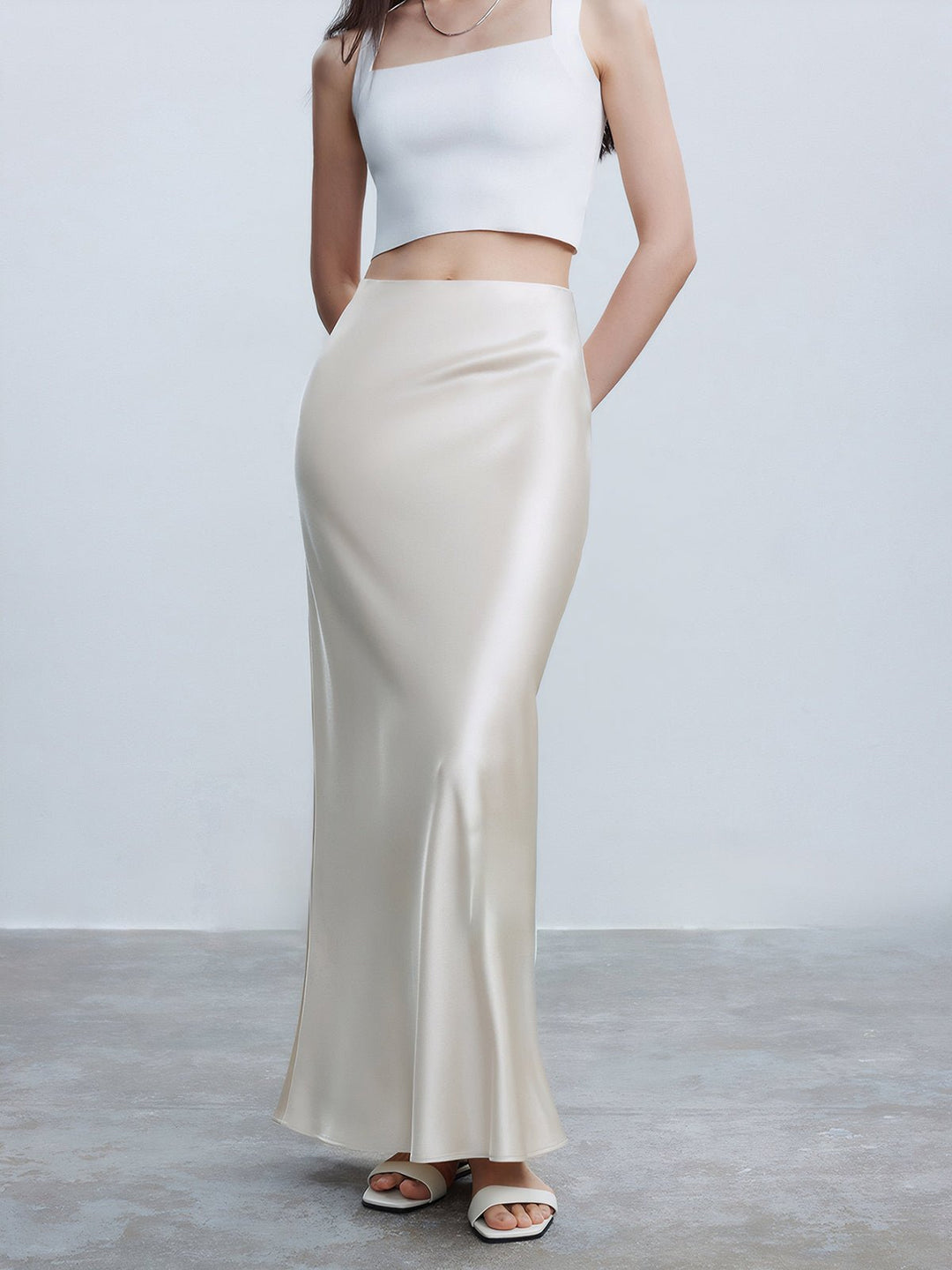 Utility Satin Maxi Skirt