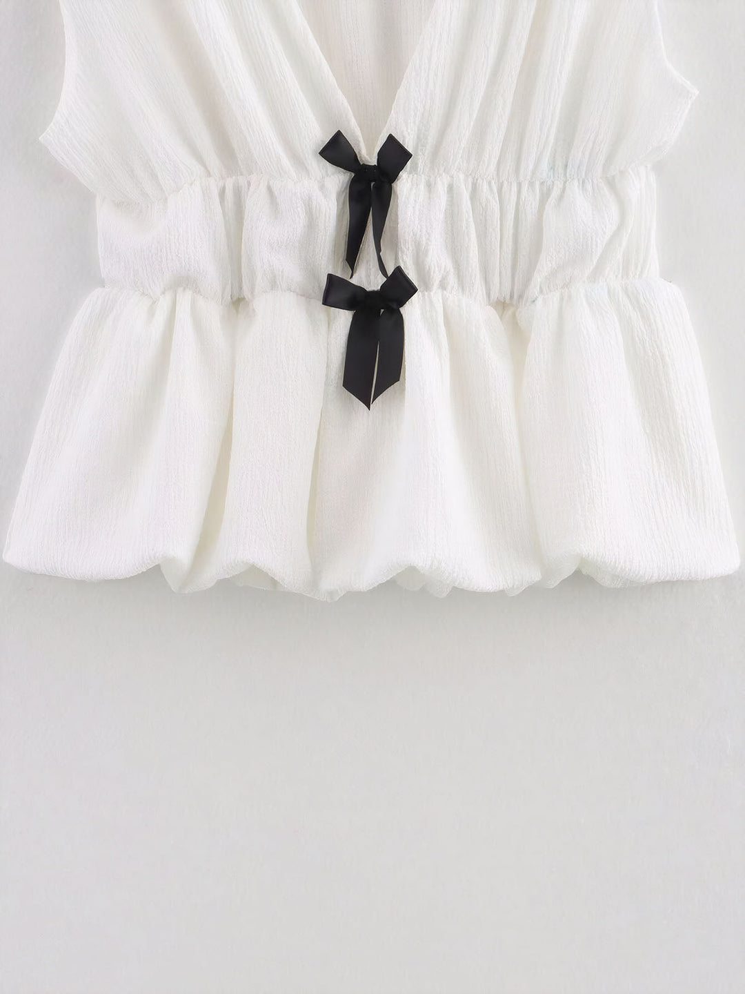 V-Neck Bow Patchwork Tanks