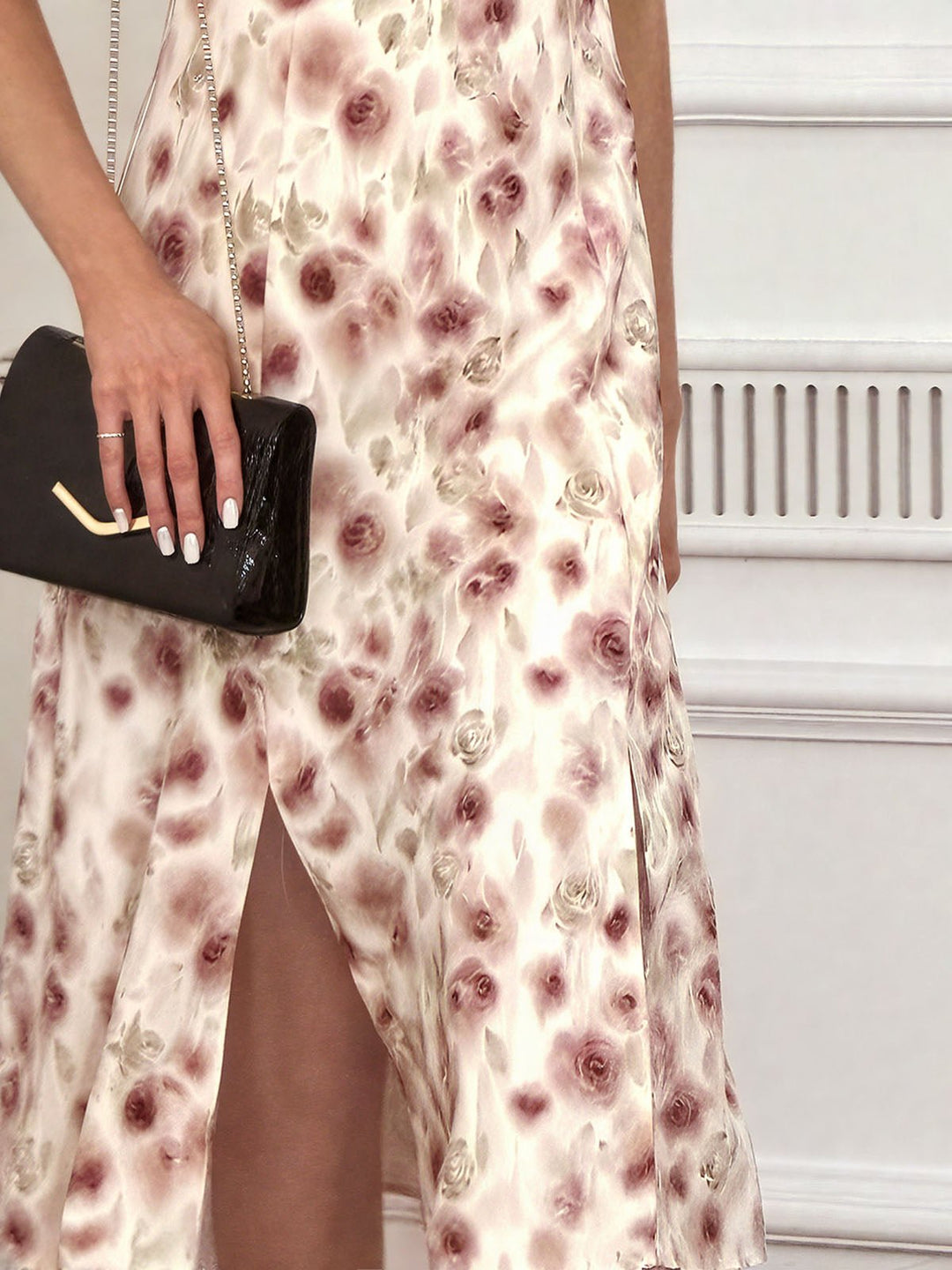 V-Neck Floral Print Dress