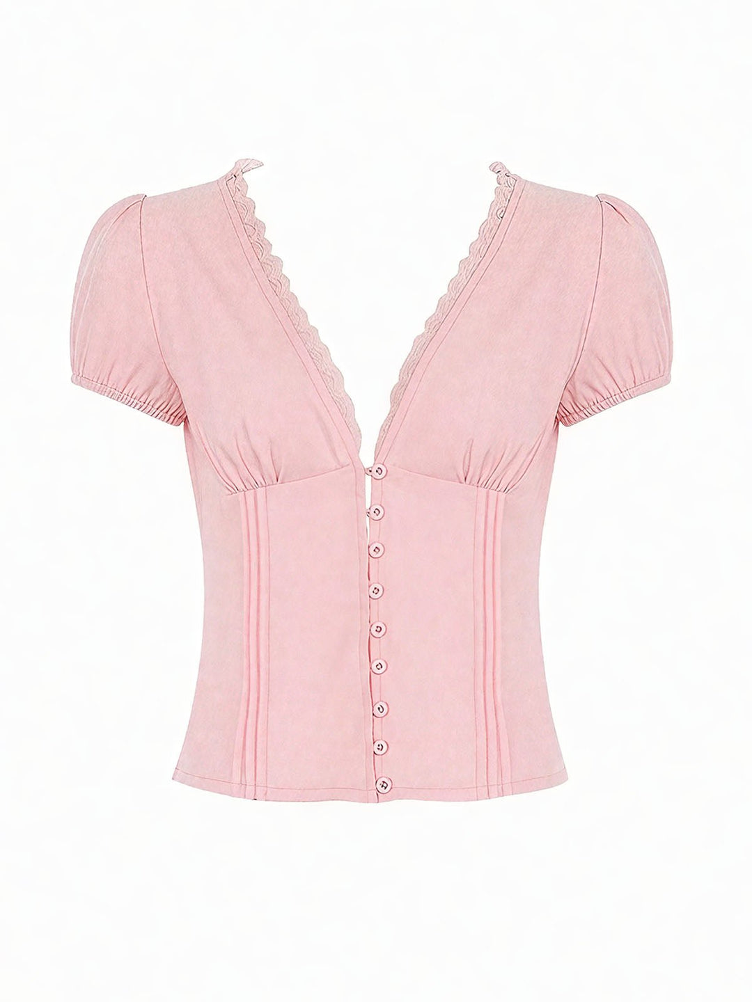 V-Neck Puff Sleeve Shirt