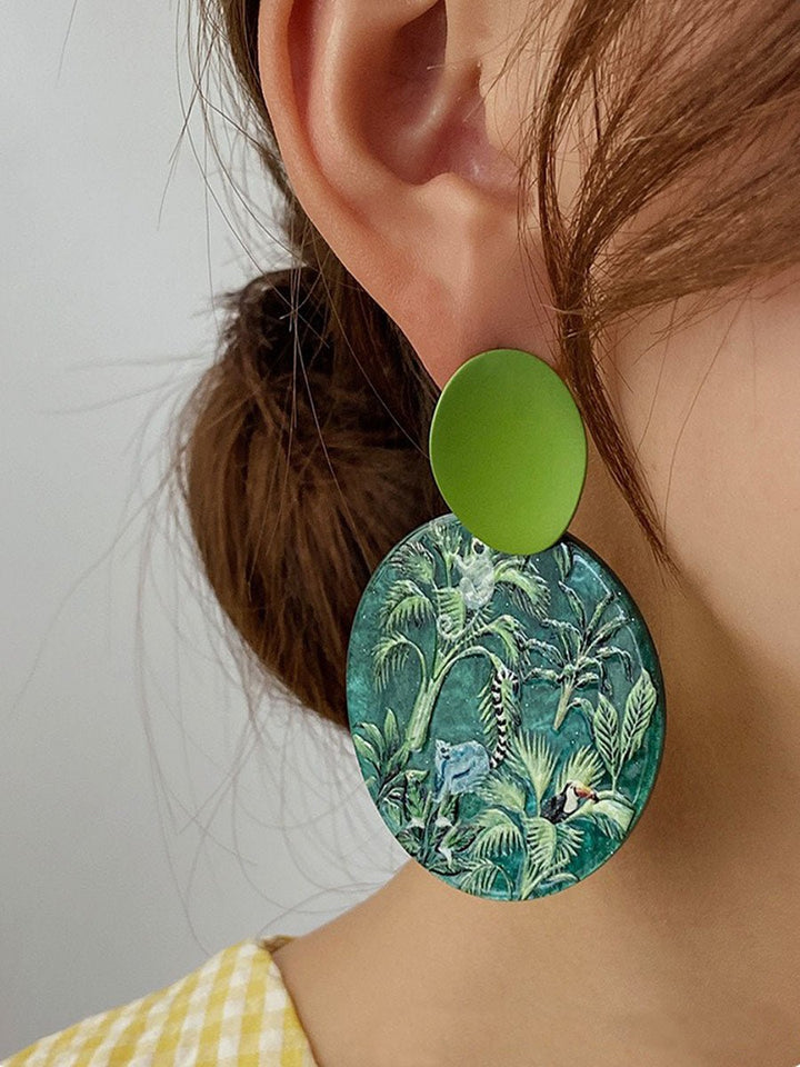 Vintage Forest Animal Plant Pattern Earring