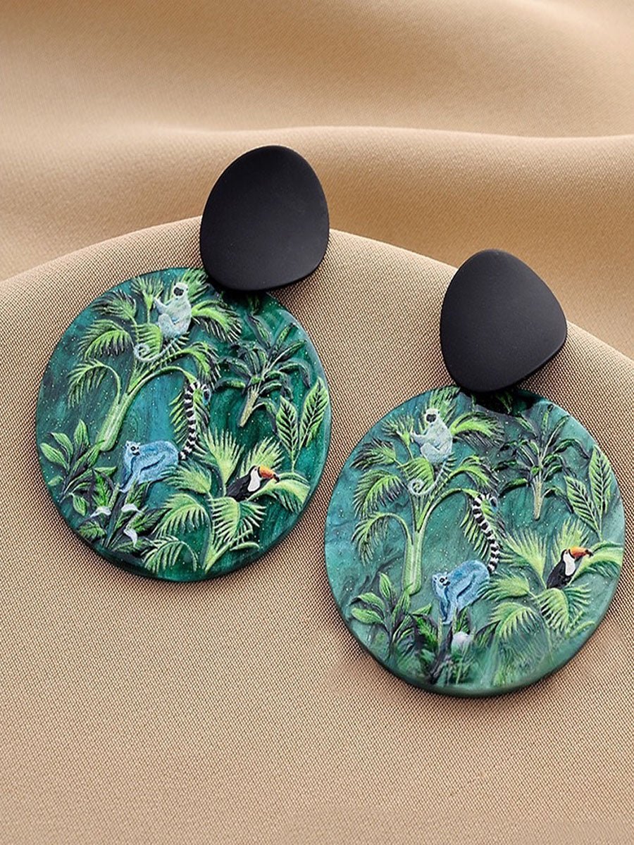 Vintage Forest Animal Plant Pattern Earring