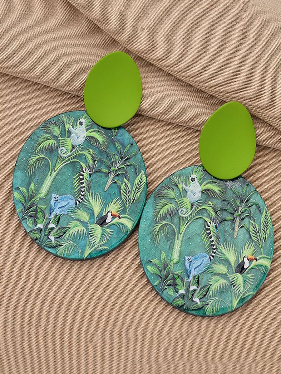 Vintage Forest Animal Plant Pattern Earring